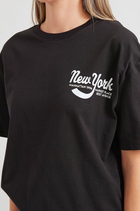 Bedrucktes Rundhals-Losen T-Shirt - Image 4