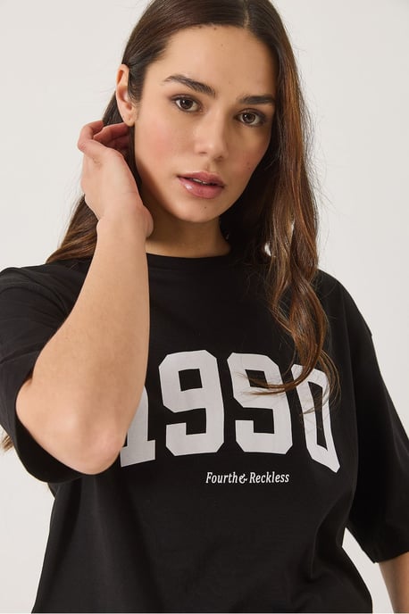 Übergröße Bedrucktes Rundhals-T-Shirt - Image 3