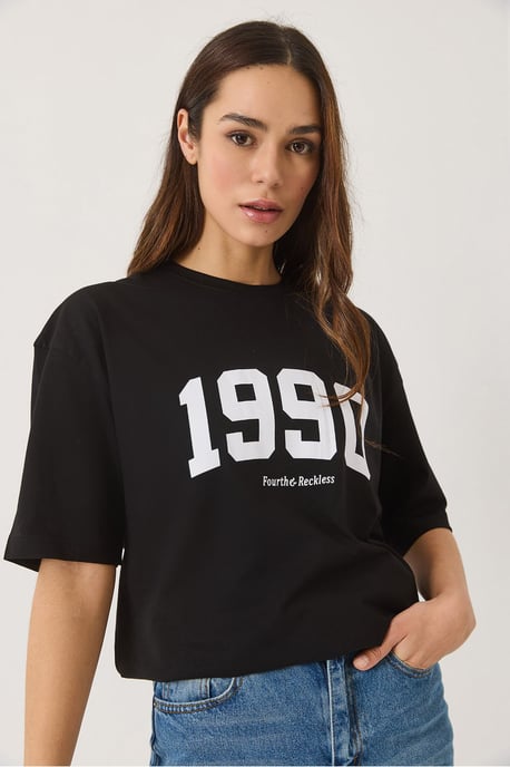Übergröße Bedrucktes Rundhals-T-Shirt - Image 4