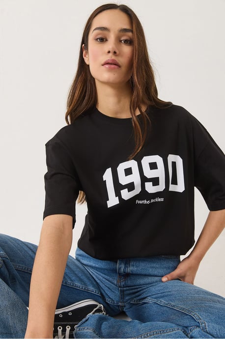 Übergröße Bedrucktes Rundhals-T-Shirt - Image 5