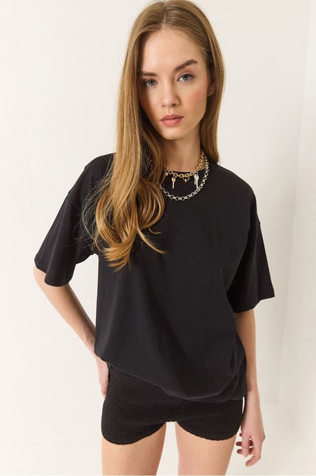 Entspanntes Fit Crew-Neck Baumwoll-T-Shirt mit Schlitz - Image 4