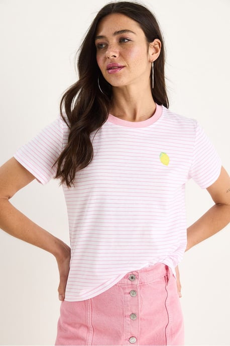 Gestreiftes besticktes Baumwoll-T-Shirt - Image 2