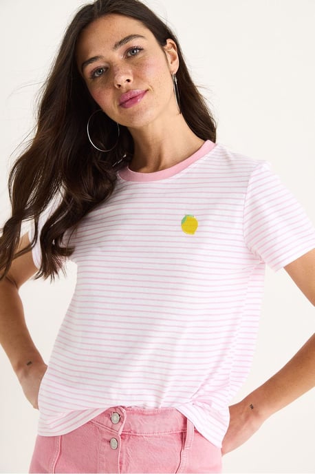 Gestreiftes besticktes Baumwoll-T-Shirt - Image 3