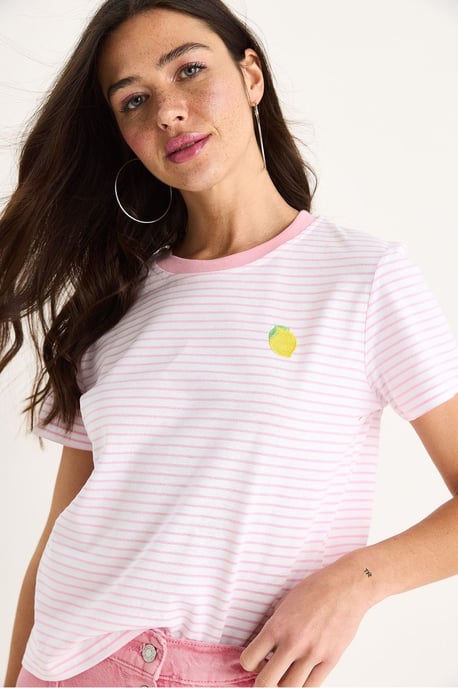Gestreiftes besticktes Baumwoll-T-Shirt - Image 4