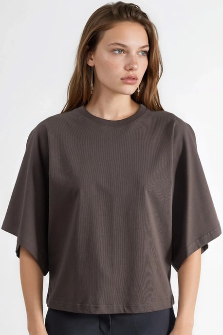 Übergrößen-Rippstrick Rundhals-T-Shirt - Image 6