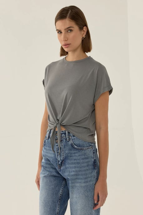 Basic Rundhals Cropped T-Shirt - Image 4