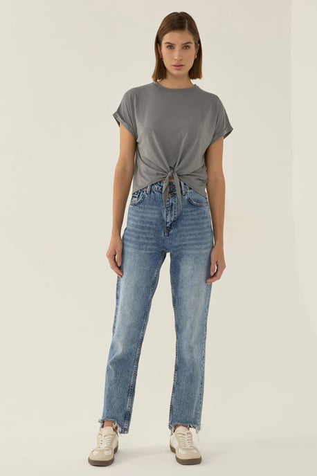 Basic Rundhals Cropped T-Shirt - Image 5