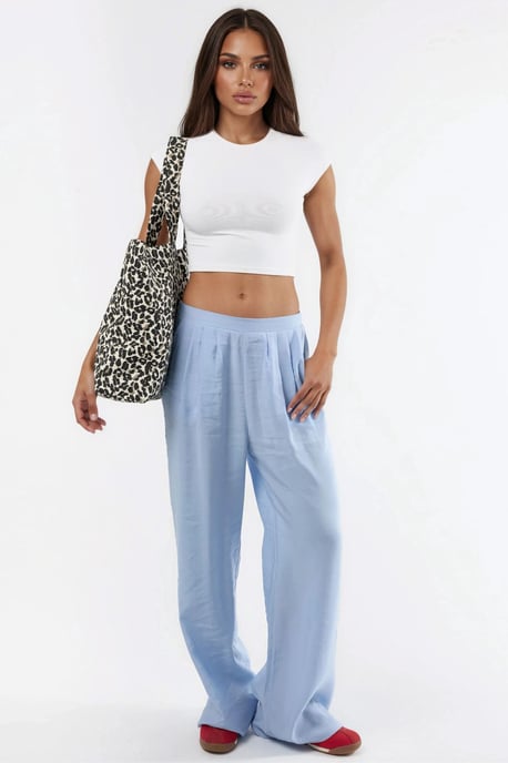 Crew-Neck Einfarbiges Crop T-Shirt - Image 5