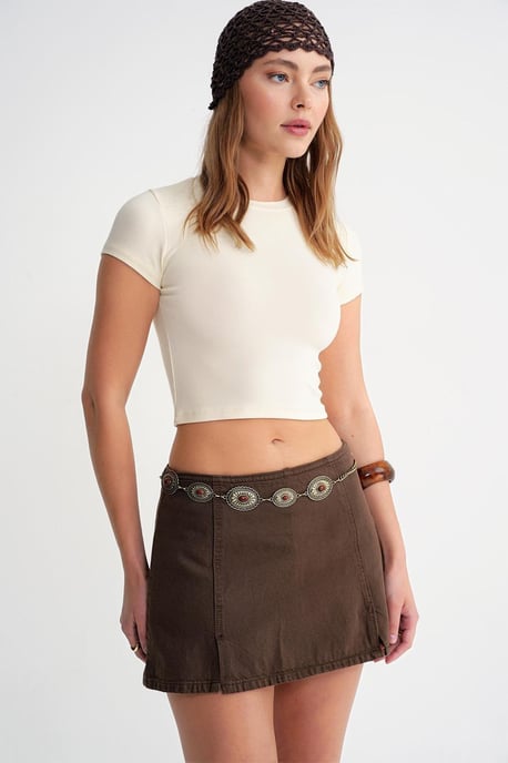 Tailliertes Crop-Strick-T-Shirt - Image 2