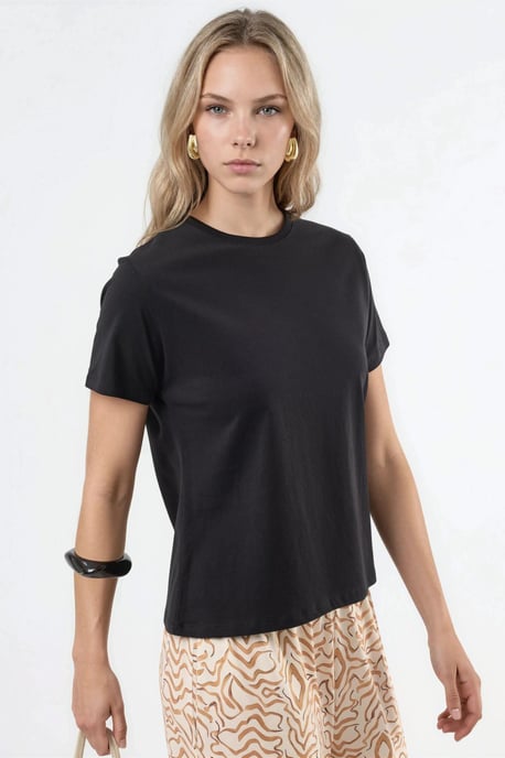 Schlichtes Rundhalsausschnitt Baumwoll-T-Shirt - Image 2
