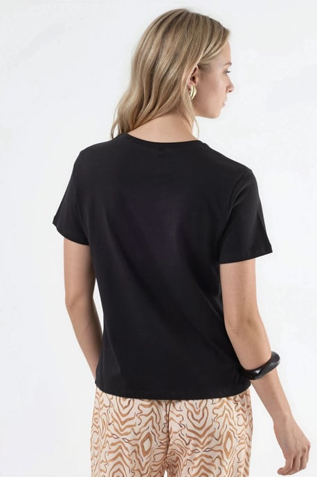 Schlichtes Rundhalsausschnitt Baumwoll-T-Shirt - Image 3