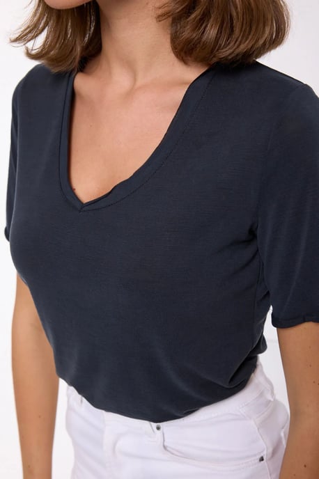 Lässiges V-Ausschnitt Kurzarm-T-Shirt - Image 4