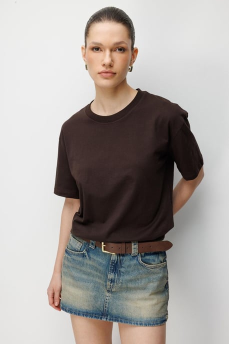 Übergroßes Rippstrick Crew-Neck Zwei-Teile T-Shirt Set - Image 2