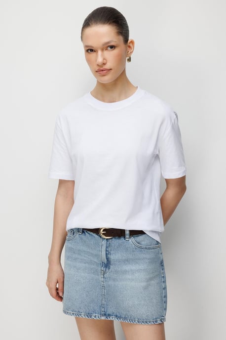 Übergroßes Rippstrick Crew-Neck Zwei-Teile T-Shirt Set - Image 3
