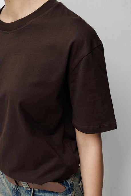 Übergroßes Rippstrick Crew-Neck Zwei-Teile T-Shirt Set - Image 4