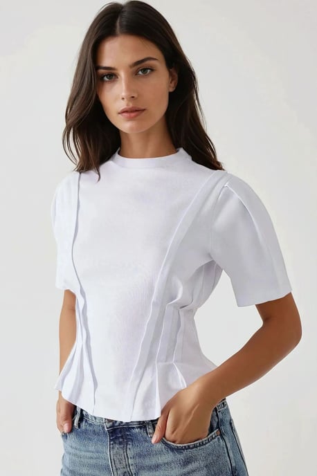 Figurbetontes Rundhals-T-Shirt - Image 1