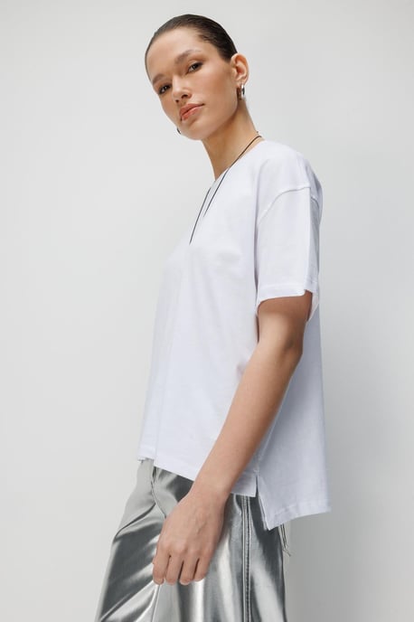 Übergroßes Ripp-Muster Crewneck Zweiteiliges T-Shirt-Set - Image 4