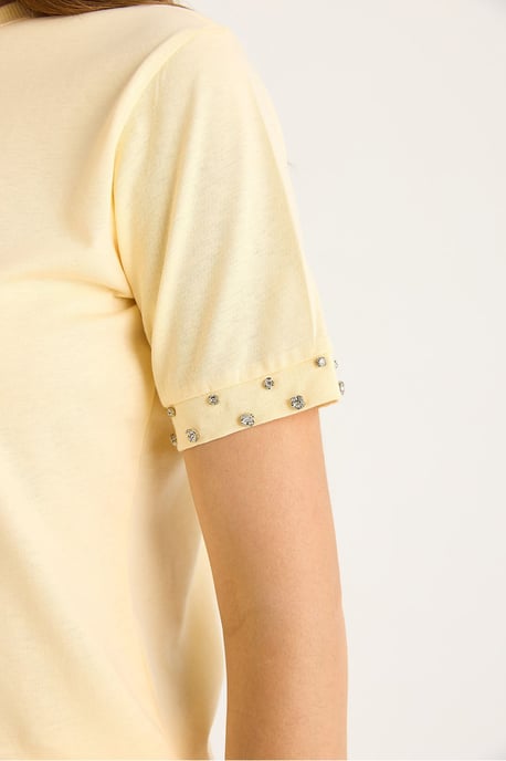 Besticktes Rundhals-T-Shirt mit kurzen Ärmeln - Image 6
