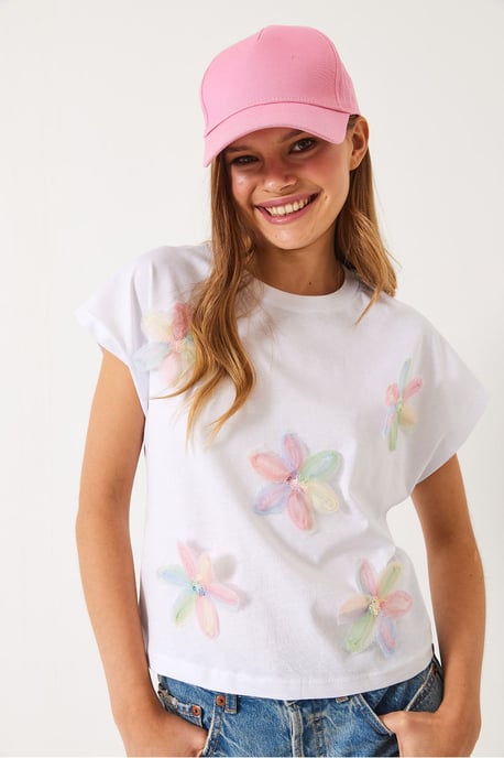 Besticktes Kurzarm-T-Shirt mit Rundhalsausschnitt - Image 3