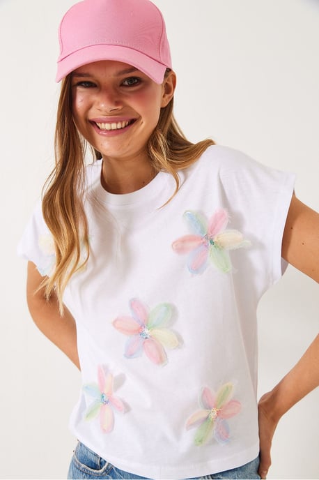 Besticktes Kurzarm-T-Shirt mit Rundhalsausschnitt - Image 4