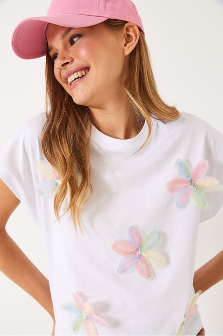 Besticktes Kurzarm-T-Shirt mit Rundhalsausschnitt - Image 5