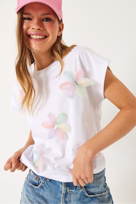 Besticktes Kurzarm-T-Shirt mit Rundhalsausschnitt - Image 6