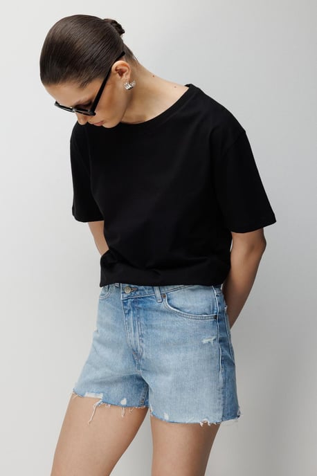 Oversized Ripp-Optik Crew-Neck T-Shirt Set in zwei Teilen - Image 4