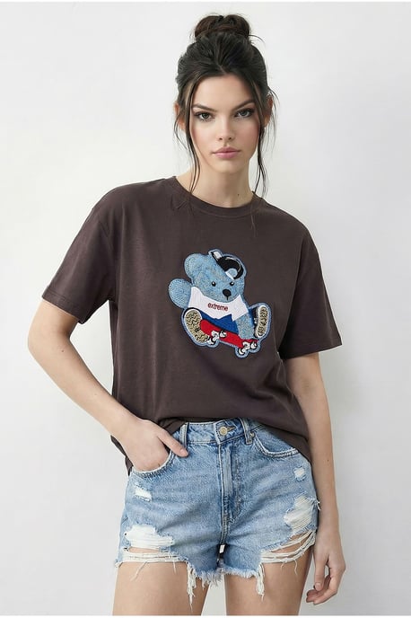 Besticktes Rundhals-T-Shirt - Image 3