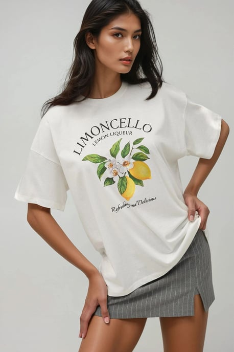 100 % Baumwolle Oversized Bedrucktes Rundhals T-Shirt - Image 3