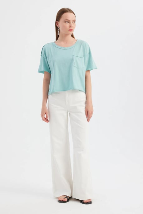 Basis Gewebtes Rundhals Kurzarm T-Shirt - Image 2