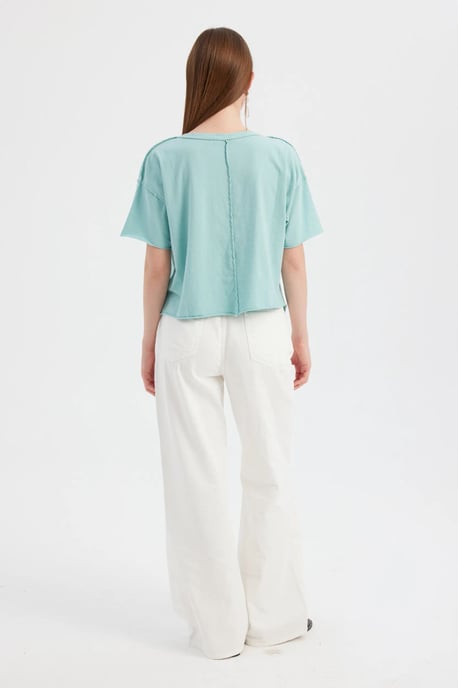 Basis Gewebtes Rundhals Kurzarm T-Shirt - Image 4