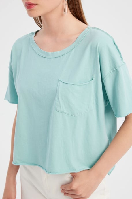 Basis Gewebtes Rundhals Kurzarm T-Shirt - Image 5