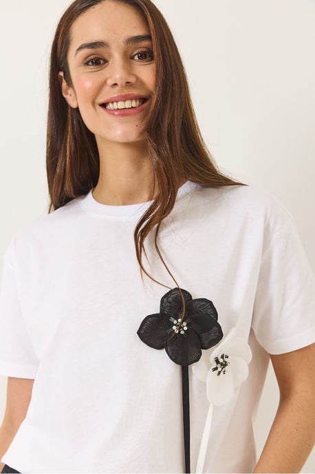 Blumenmuster Kurzarm-T-Shirt - Image 4