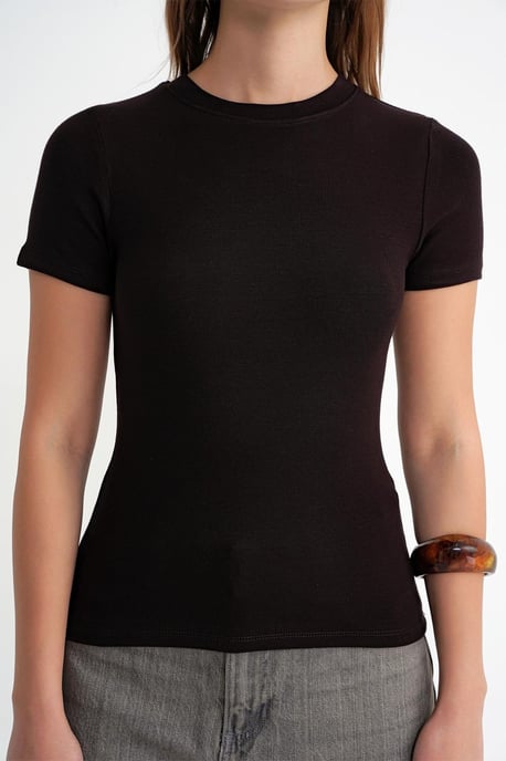 Slim Fit Rundhals Baumwoll-T-Shirt - Image 5