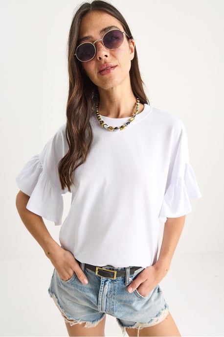 T-Shirt mit Rüschendetails und Rundhalsausschnitt - Image 2