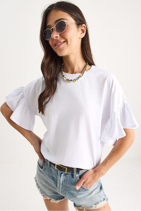 T-Shirt mit Rüschendetails und Rundhalsausschnitt - Image 3