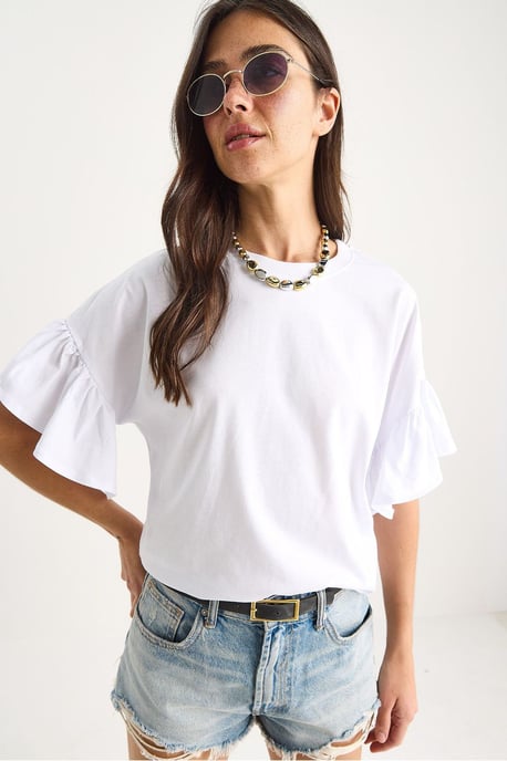 T-Shirt mit Rüschendetails und Rundhalsausschnitt - Image 4
