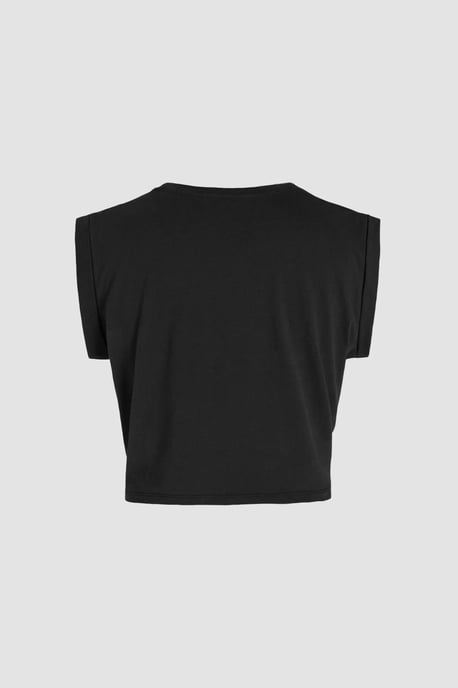 Hiccup Basic Rundhals kurz geschnittenes T-Shirt - Schwarz - Image 2