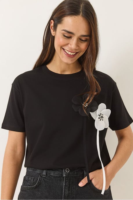 Blumenmuster Kurzarm-T-Shirt - Image 2