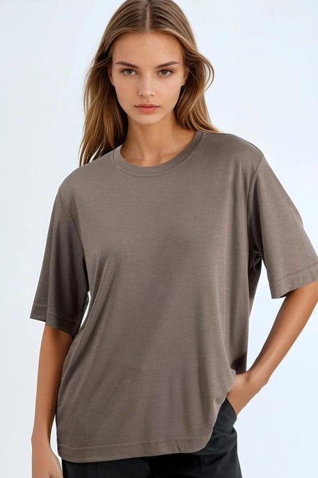 Übergroßes Rundhals-Ripp-T-Shirt - Image 1