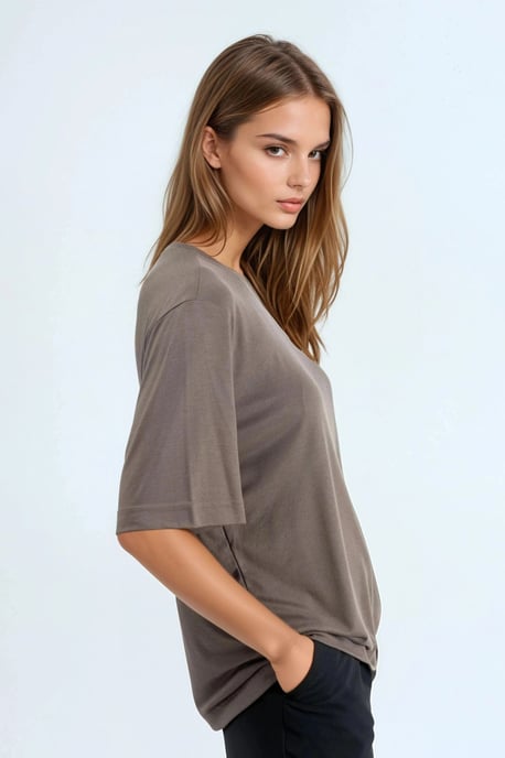 Übergroßes Rundhals-Ripp-T-Shirt - Image 2