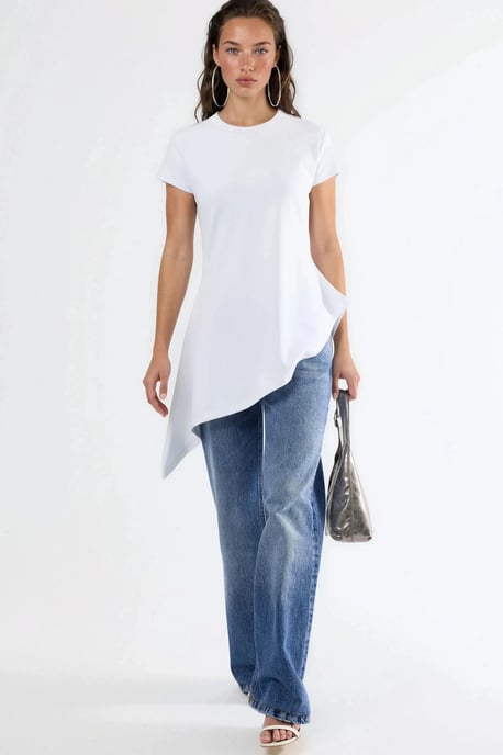 Asymmetrisches Kurzarm-Shirt mit Rundhalsausschnitt - Image 2