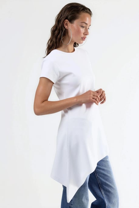 Asymmetrisches Kurzarm-Shirt mit Rundhalsausschnitt - Image 3
