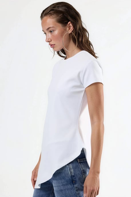 Asymmetrisches Kurzarm-Shirt mit Rundhalsausschnitt - Image 4