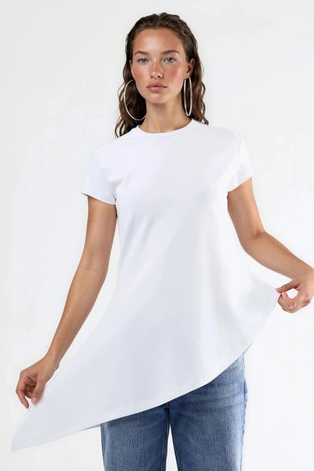 Asymmetrisches Kurzarm-Shirt mit Rundhalsausschnitt - Image 5