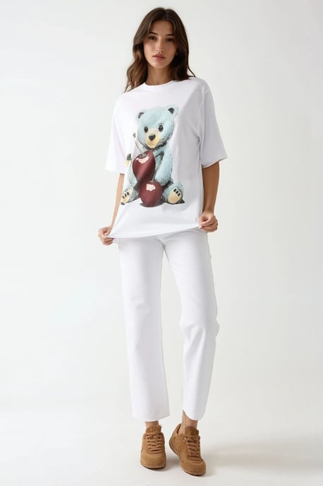 Oversized Rundhals T-Shirt mit Print - Image 3