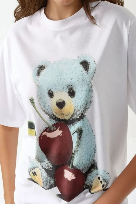 Oversized Rundhals T-Shirt mit Print - Image 4