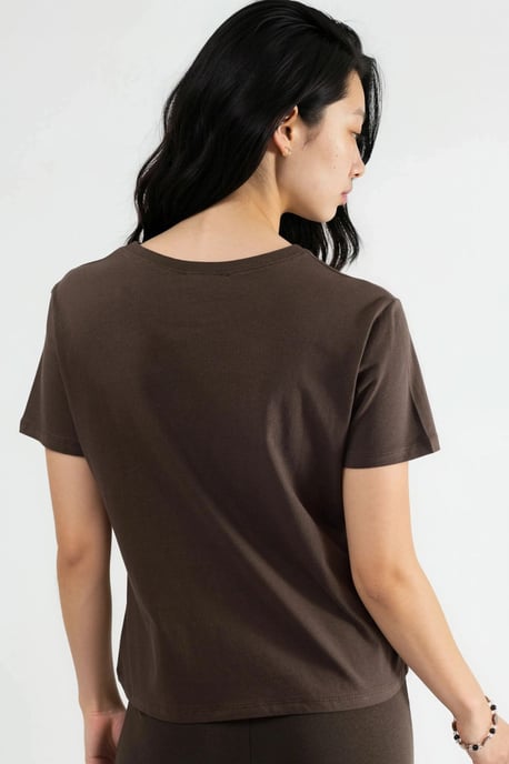 Schlichtes Rundhalsausschnitt Baumwoll-T-Shirt - Image 3