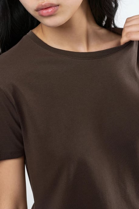 Schlichtes Rundhalsausschnitt Baumwoll-T-Shirt - Image 5