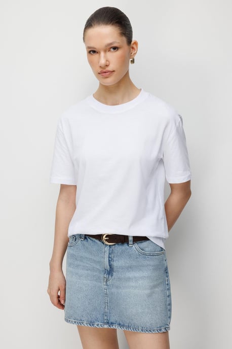 Übergröße Rippstrick Rundhalsausschnitt T-Shirt - Image 3